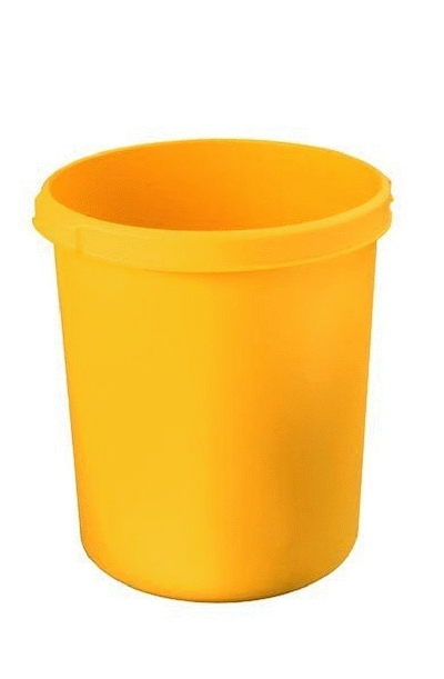 HAN Papierkorb KLASSIK - 30 Liter, rund, 7 Griffmulden, extra stabil, gelb