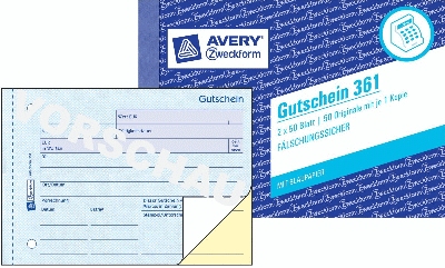 Avery Zweckform® 3619gutschein,DIN A6 quer,fälschungssicher,7x50 Blatt,weiß,gelb
