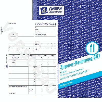 Avery Zweckform® 8819 Zimmerrechnung, DIN A5, beidseitig bedruckt, 50 Blatt, weiß