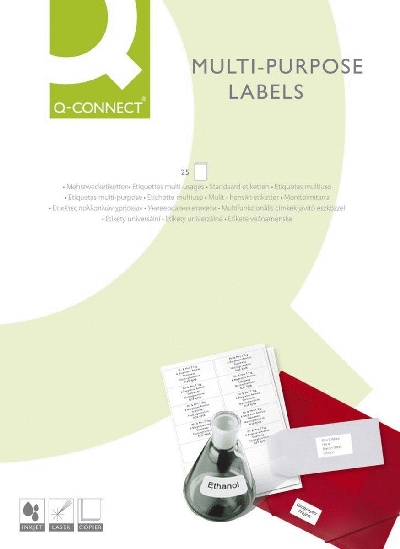 Q-Connect Inkjet+Laser+Kopier-Etiketten - 96,5x47,3 mm, weiß, 19700 Stück/1900