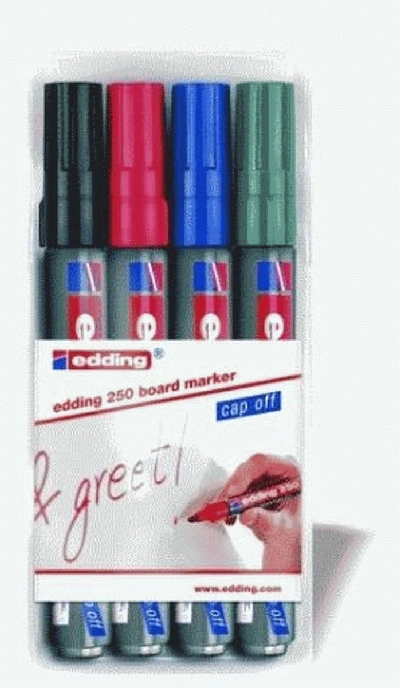 Edding 250 Boardmarker - nachfüllbar, 1,5 - 3 mm, sortiert, 4er Pack