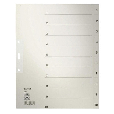Leitz 19737 Zahlenregister - 19-190, Papier, A4 Überbreite, 190 Blatt, grau