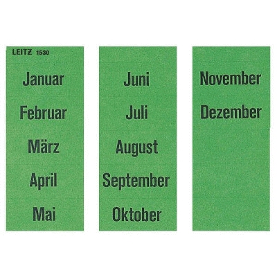 Leitz 19530 Inhaltsschild Monatsnamen, selbstklebend, 1970 Stück, grün