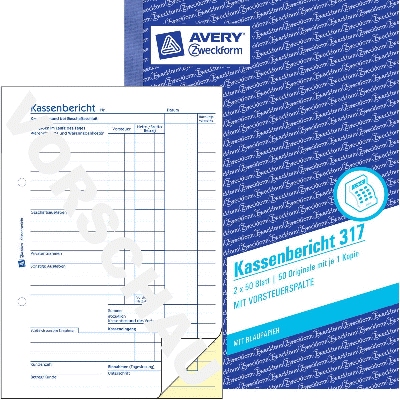 Avery Zweckform® 3197 Kassenbericht, DIN A5, vorgelocht, 7 x 50 Blatt, weiß, gelb