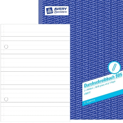 Avery Zweckform® 905 Durchschreibbuch, DIN A4, vorgelocht, 7 x 50 Blatt, weiß