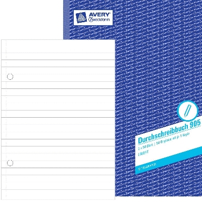 Avery Zweckform® 905 Durchschreibbuch, DIN A4, vorgelocht, 2 x 50 Blatt, weiß