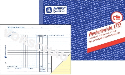 Avery Zweckform® 1772 Wochenbericht, DIN A5 quer, selbstdurchschreibend, 2 x 40