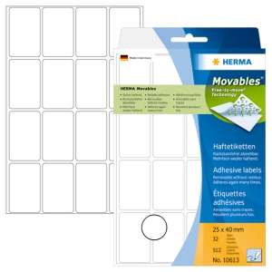 Vielzwecketiketten weiß 25x40 mm Movables/ablösbar Papier matt 512 St.