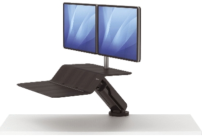 Fellowes® Lotus RT Sitz-Steh Workstation - 2 Monitore, schwarz