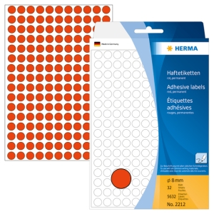 Vielzwecketiketten rot Ø 8 mm rund Papier matt 5632 St.