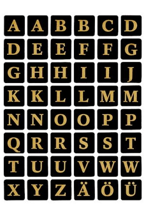 Herma Buchstaben 13x13 mm A-Z Folie schwarz gold geprägt 2 Blatt