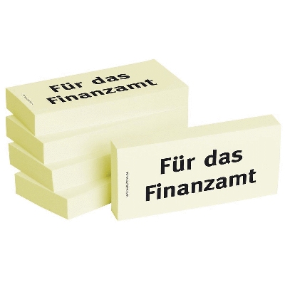 Bedruckte Haftnotizen - Text: Für das Finanzamt