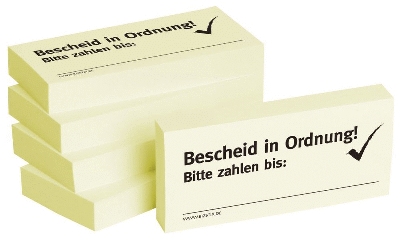 Bedruckte Haftnotizen - Text: Bescheid in Ordnung