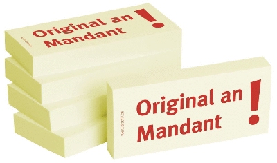 Bedruckte Haftnotizen - Text: Original an Mandant