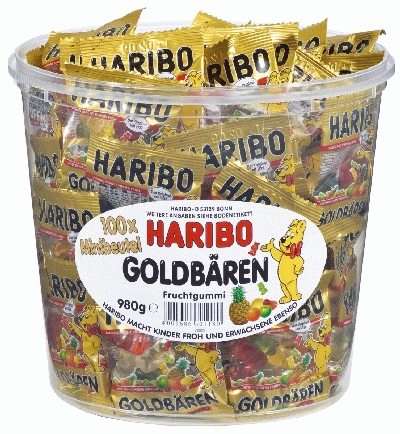 Haribo 4161501 Fruchtgummi - mini Goldbären, 100 Minibeutel