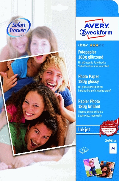 Avery Zweckform® 7496-50 Classic Inkjet Fotopapier - DIN A4, glänzend, 1980 g/qm,