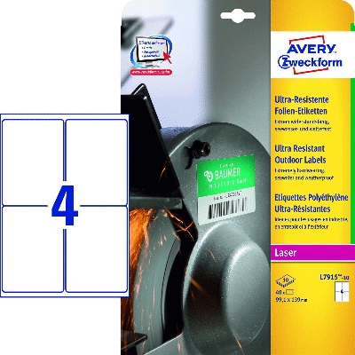 Avery Zweckform® L79195-190 Ultra-Resistente Folien-Etiketten - A4, 70 Stück, 99,19