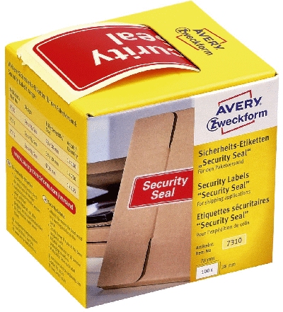 Avery Zweckform® 7310 Sicherheitssiegel Security Seal - 38 x 78 mm, rot, 100 S