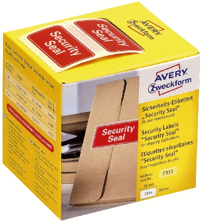 Avery Zweckform® 7311 Sicherheitssiegel Security Seal - 20 x 38 mm, rot, VE200