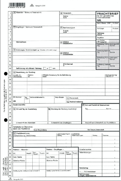 RNK Verlag 2101 Frachtbrief RNK 2101 VE50