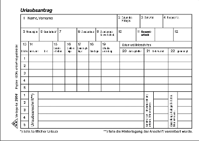 RNK Verlag Urlaubs- und Freistellungsantrag - Block, 50 Blatt, DIN A6 quer