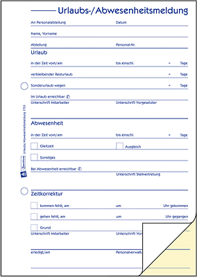 Avery Zweckform Urlaubsantrag