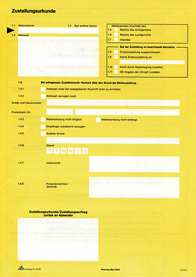 RNK Zustellungsurkunde 2046 VE100