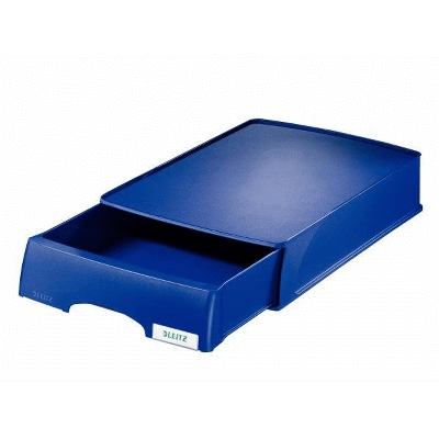 Leitz 5210 Briefkorb Plus mit Schublade, A4, Polystyrol, blau