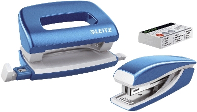 Leitz 5561 Set Mini Locher Heftgerät NeXXt WOW - blau metallic