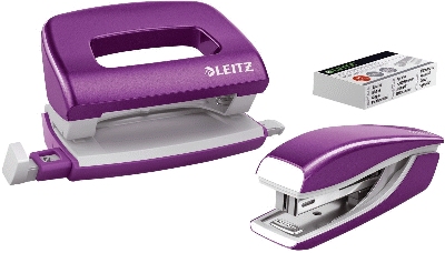 Leitz 5561 Set Mini Locher Heftgerät NeXXt WOW - violett metallic