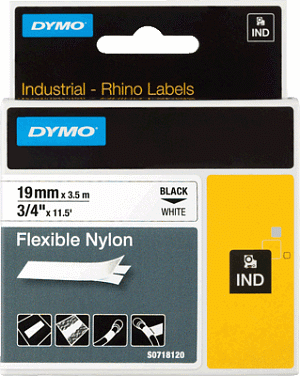 Dymo 18489 Rhino Schriftband 19mm schwarz/weiß