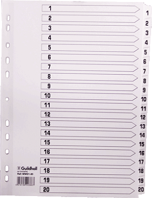 EXACOMPTA Karton-Register 1-20, DIN A4, weiß, 20-teilig