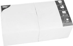 PAPSTAR Servietten, 330 x 330 mm, 3-lagig, weiß, 1/4 Falz, Tissue,