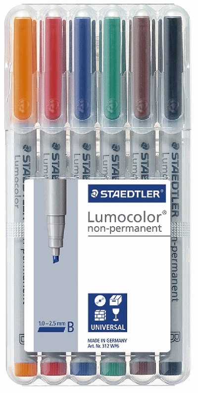Staedtler® Feinschreiber Univers.stift Lumocolor® non-perman.,B,Box mit 6 Farben
