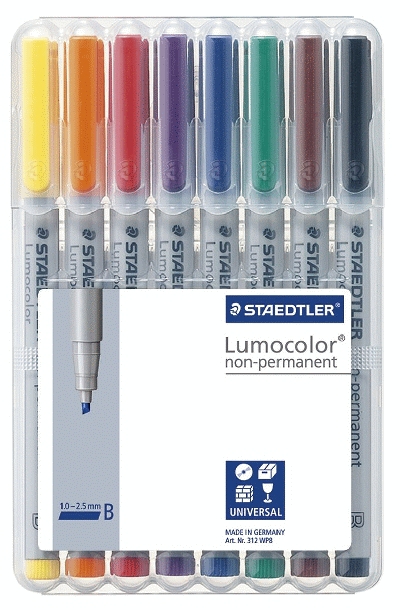 Staedtler® Feinschreiber Univers.stift Lumocolor® non-perman.,B,Box mit 8 Farben