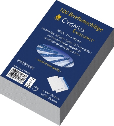 Cygnus Excellence Briefumschlag C6, haftkebend, weiß, Offset 100g, 100 Stück