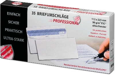 Revelope® Briefumschlag Revelope® - 112 x 225 mm, o. Fenster, weiß, 90 g/qm, Inn