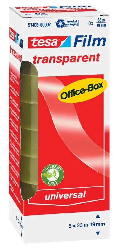 Tesa® Klebefilm Office Box - transparent, 19 mm x 33 m, 8 Rollen