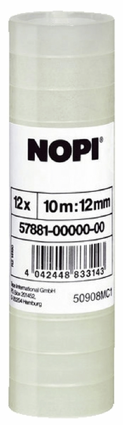 Nopi 57881-00000-00 Klebefilm NOPI® transparent,PP,unsichtbar,Bandgröße (L x B): 10 m x 12 mm