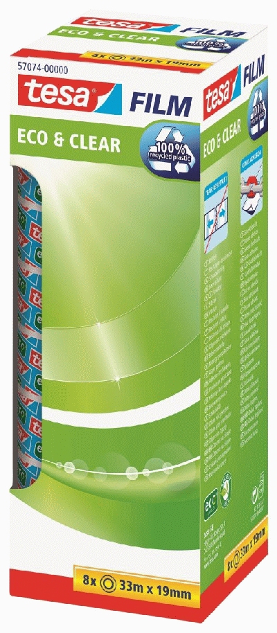 Tesa® Eco & Clear Office Box - unsichtbar, 199 mm x 33 m, 8 Rollen