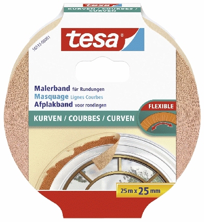 Tesa® Papier-Klebeband Maler-Krepp für Rundungen, 75 m x 75 mm, beige