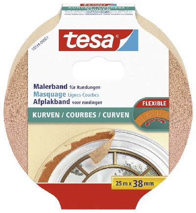 Tesa® Papier-Klebeband Maler-Krepp für Rundungen, 25 m x 38 mm, beige