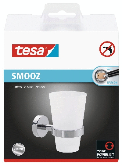 tesa® Zahnbecherhalter - Metall chrom/Glas satiniert