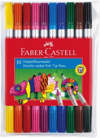 Faber Castell 151110 Fasermaler Zweispitz 10St sortiert