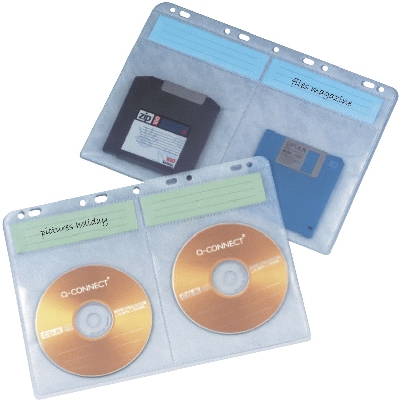 Q-Connect CD/DVD-Hüllen - zur Ablage im Ordner/Ringbuch, transparent, 190 Stück