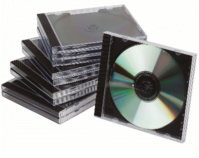 Q-Connect CD-Boxen Standard - Hardbox für 19 CD/DVD, transparent/schwarz, Packung