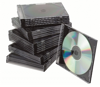 Q-Connect CD-Boxen Standard - Slim Line für 19 CD/DVD, transparent/schwarz, Packu