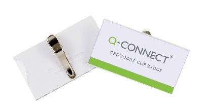 Q-Connect Namensschilder - mit Krokoklemme, 75 x 40 mm