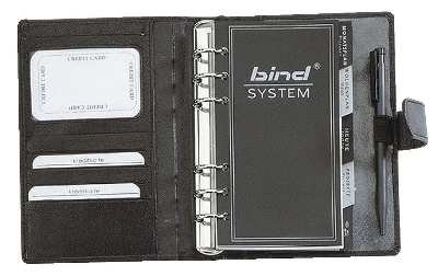 Bind® Systemplaner A6 Office, Nappaleder, schwarz, mit Druckknopfverschluss