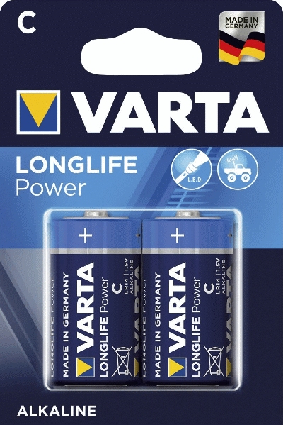 Varta 04914121412 Batterien LONGLIFE Power - Baby/LR14/C, 1,5 V